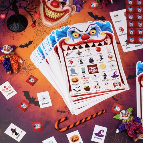 Blosssound Halloween Clown Bingo Game 24 Players with Call Cards Markers