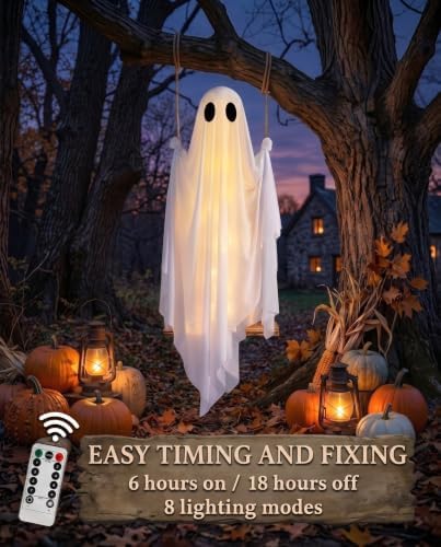 5FT Halloween Swinging Ghost Outdoor Decor,Spooky Hanging Ghost Decorations