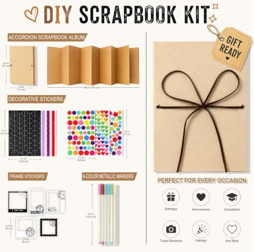 6 x 8 Inch Small Scrapbook Album with Brown Inner Pages