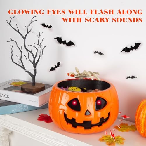 QEQEKAKA Animatronic Halloween Candy Bowl Decorations - Motion Activated