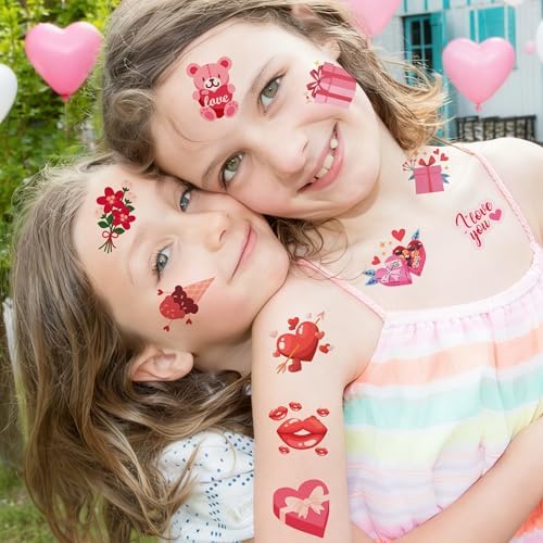Valentines Party Favors - 150 PCS Tattoos for Kids Him Her |Valentine Day outfit Women - Valentine's Day Crafts Games Accessories Supplies - Valentines Shirts Pajamas Dress for Adult