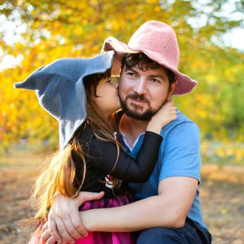 Leuceiy Witch Hat for Women, Wide Brim Foldable Wool Kintted Wizard Hats