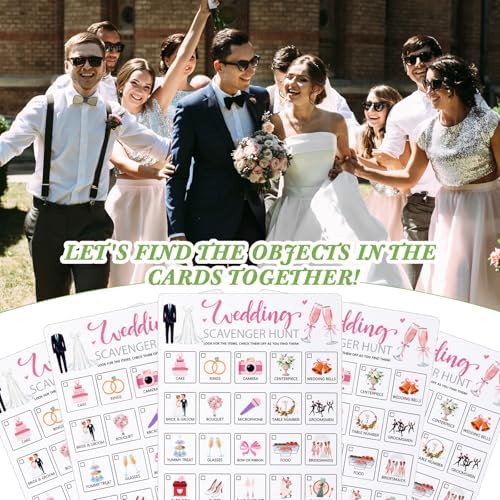Hoolerry 30 Pcs Scavenger Hunt Cards for Kids Activities,Wedding
