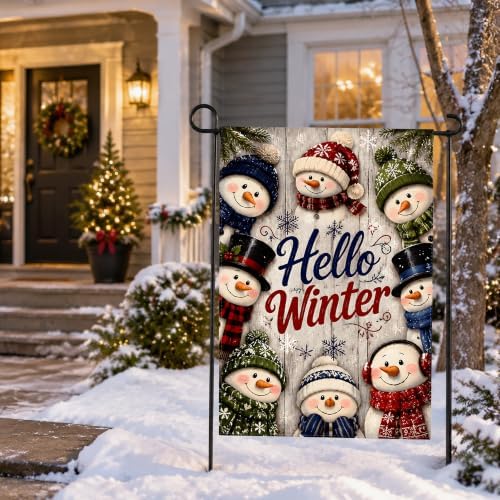 Christmas Decorations Outdoor - Hello Winter Snowman Garden Flag