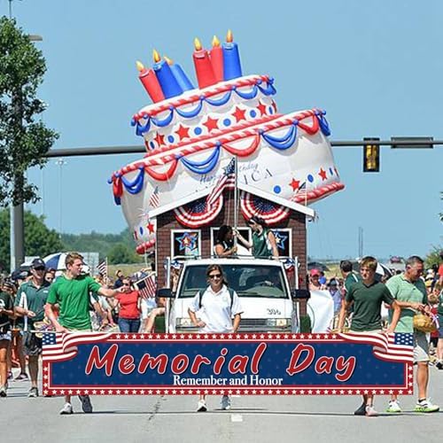 Memorial Day Banner 120x20Inch - Memorial Day Decorations, Remember and Honor Banner for Fence Yard Sign Patriotic Decorations Party Supplies