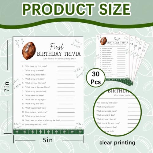 Football Themed Baby First Birthday Party Game, Who Knows The Best Game Cards, Fun Baby Shower Games for Guests, Football Party Decor Supplies, Sports Boy Birthday Activity Card Games Supplies Decor