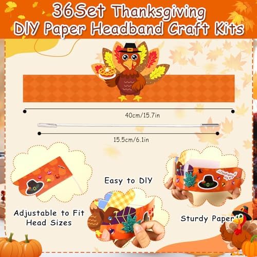 36 Set Thanksgiving Turkey Hat Craft Kits for Kids