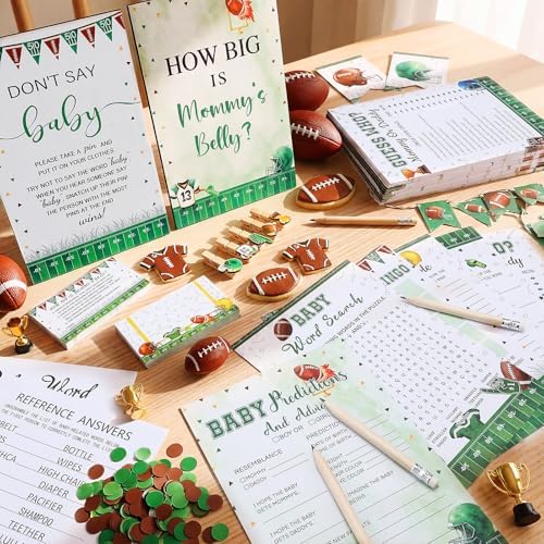 Funnymoom 426 Pcs Football Baby Shower Games, 8 Games Bingo Advice Cards
