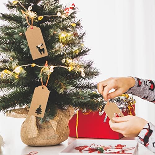 150 Pcs Christmas Tags,Xmas Tree Snowflake Reindeer Brown Kraft Paper Gift Wrap Tags with Jute String