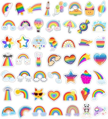 Stickers for Kids,100 PCS Stickers Pack,Rainbow Sticker,Cute Colorful Waterproof Vinyl Art Sticker.Stickers for Water Bottles,Skateboards and Notebooks,Sticker for Teens Girls Kids
