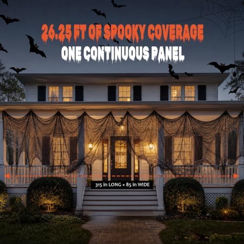 Black Creepy Cloth, 315 x 85 in Black Gauze Fabric for Halloween