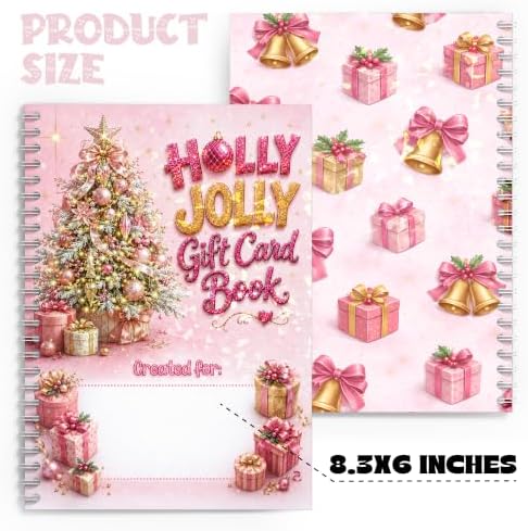 Christmas Gift Card Book for Teens, Pink Merry Christmas Gift Card Holder