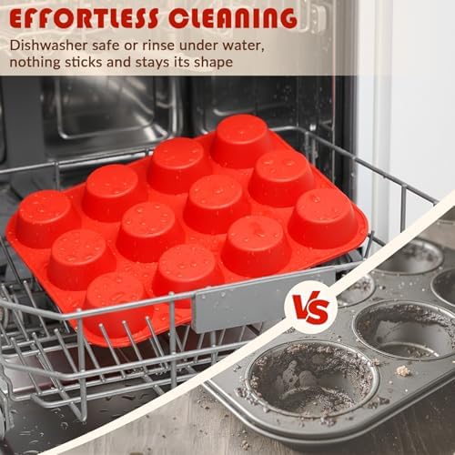 HKNMTT 2Pcs Silicone Muffin Pans for Baking 12Cups BPA-Free Egg Bites Mold