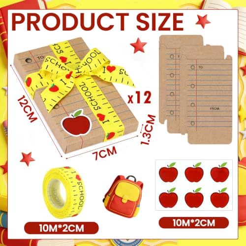 Lineshading 12 Pcs Back to School Teacher Gift Card Box Holder,Cowhide