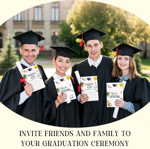 Graduation Invitations 2026 with Envelopes - 20 Pack Class of 2026 Black and Gold Graduation Party Invitations, 4x6 Inch Fill-in Graduation Announcements for High School or College - A01
