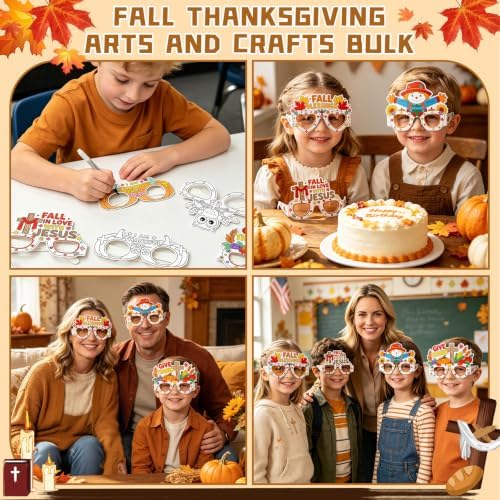 32Pcs Religious Fall Thanksgiving Crafts for kids DIY Coloring Glasses
