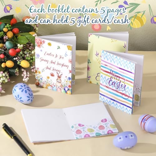 AmazingSpark 4 Set Mini Easter Gift Card Book Bunny Money Holder Envelope Booklet for Cash Easter Surprise Money Card Sleeve Book Eggs Rabbit Party Gift for DIY Basket Stuffer Spring Holiday Decor
