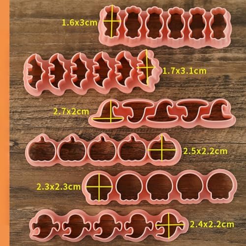 6Sets Mini Halloween Cookie Cutters 6 Different Designs: Pumpkin, Ghost, Hat, Candy, Bat, Skull Cookie Cutters for Kids, Pet Snacks, Fondant