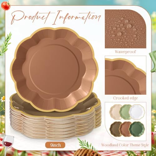 72 Pcs Woodland Paper Plates 9 Inch Disposable
