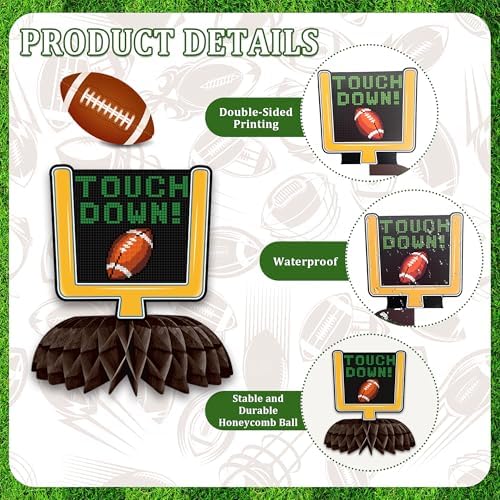 12PCS Football Party Decorations, Footaball Centerpieces for Tables