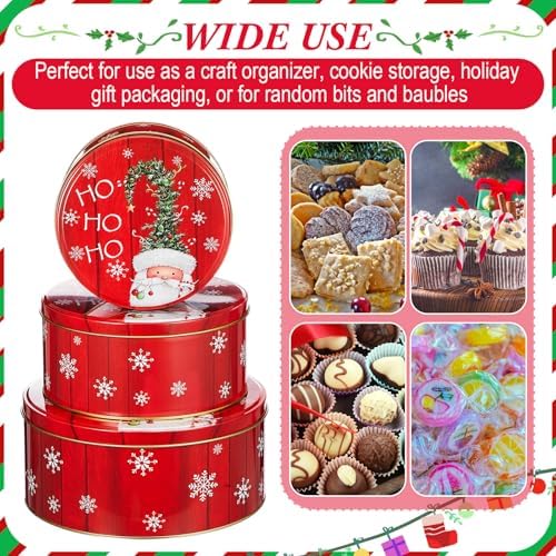 Yaomiao 9 Pcs Christmas Cookie Tins 3 Sizes, Snowman, Santa Claus