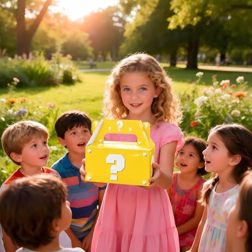 BGFMVS 12 Pcs Video Game Question Mark Party Favor Boxes Yellow Mystery Box