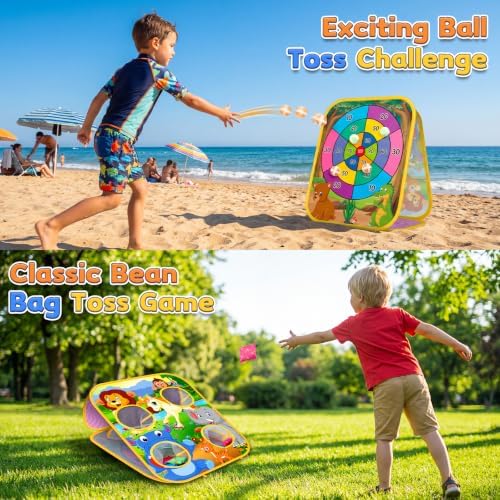 Bean Bag Toss Game for Kids - Cornhole Board Outdoor Toys for Toddlers -Party Activities Carnival Outside Yard Backyard Beach Lawn Games Toy for Kid Boys Girls Age 3 4 5 6 7 8 Year Old Birthday Gifts