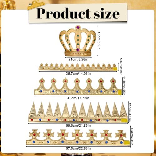 Xthrotsenk 6 Pcs Birthday King Crowns Foam Crowns Prince Princess Gold Crown King Queen Crown Hat Cap with Gems for Birthday Party Supplies Halloween Crown