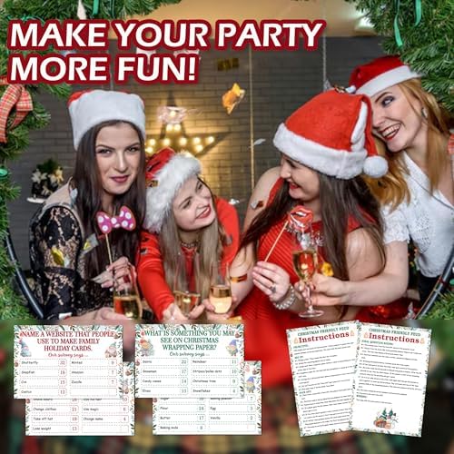Christmas Friendly Feud Game, Friendly Christmas Party Games for Family Friends Large Groups, Funny Xmas Feud Quiz, Xmas Trivia Party Decoration for Winter Holiday -07