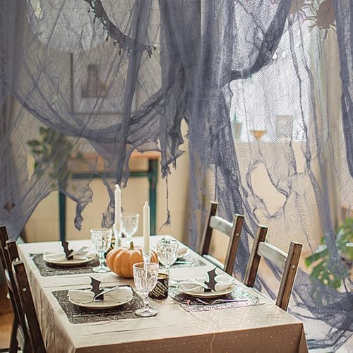 200" x 40" Halloween Creepy Cloth, Gray Halloween Spooky Fabric Cloth