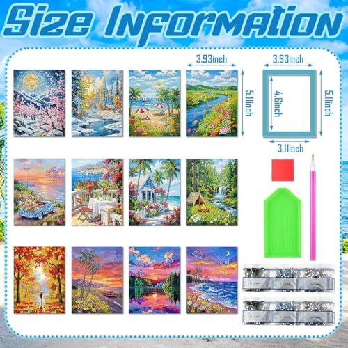Saillong 24 Pcs Landscape Mini Diamond Painting Kits with Frames Set