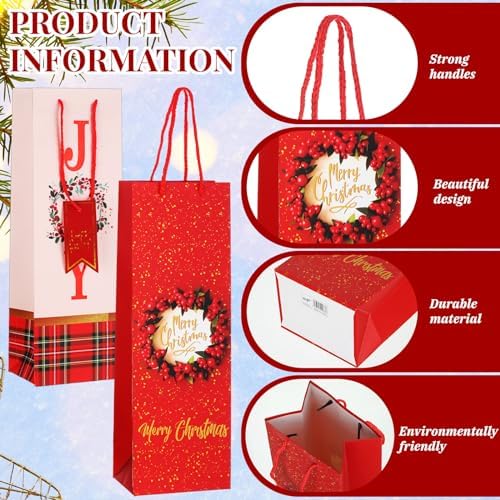 Cholemy 30 Christmas Wine Bottle Gift Bags Christmas Wine Bags, Classic