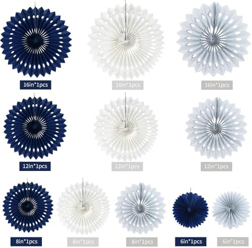 BEISHIDA Honeycomb Round Paper Fan Blue Gray White Hanging Party Decoration