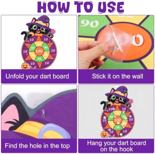 CCINEE Halloween Party Games for Kids, Cute Cat Dart Board Game with Sticky Balls for Adult Halloween Indoor Outdoor Party Games Family Gathering Toss Play Toys Birthday Gifts