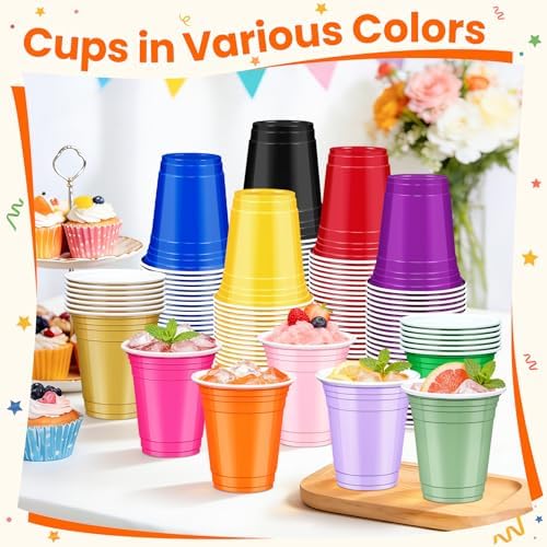 50 Pcs Light purple Plastic Cups, 12 oz Disposable Cups for Party