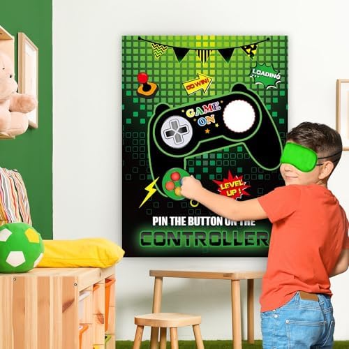 WERNNSAI Pin the Button on the Game Controller Game Party Decorations