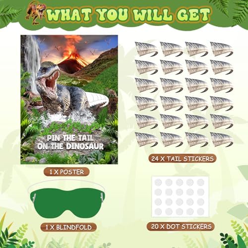 Faccito Pin Tail on Dinosaur Birthday Games Dinosaur Party Decorations