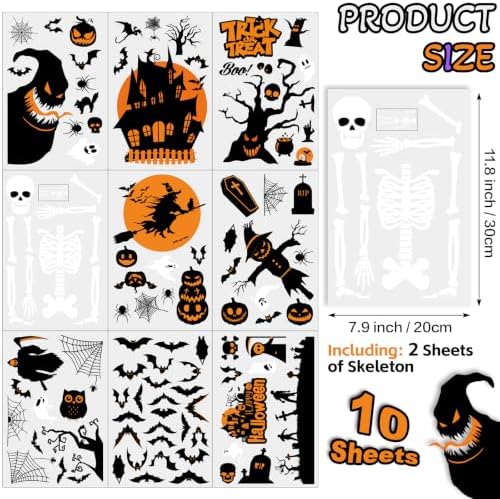 10 Sheets Halloween Window Stickers Window Clings for Halloween Party