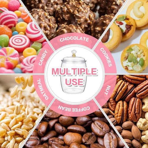 mwellewm 6PC Airtight Candy Jar with Lid and Spoon Plastic Cookie Dispenser