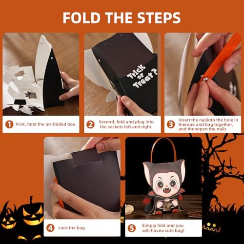 CcXxMming 30 PCS Halloween Treat Boxes with Handles and Stickers, 4 Designs Ghost Mummy Vampire Candle, Medium Size, Halloween Candy Gift Boxes and Goodie Bags with Transparent Window, Party Favors