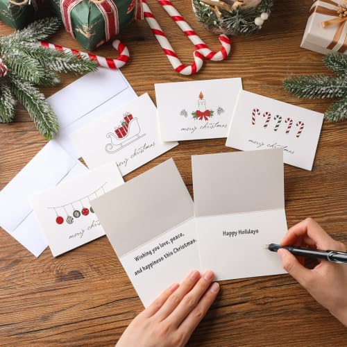 AmazingSpark 120 Pack Merry Christmas Cards with Envelope Bulk White Xmas