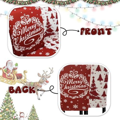Christmas Chair Covers Set of 4 Christmastree Chair Back Cover Christmas Dining Chair Covers for Party Kitchen Removable Office Chair Cover