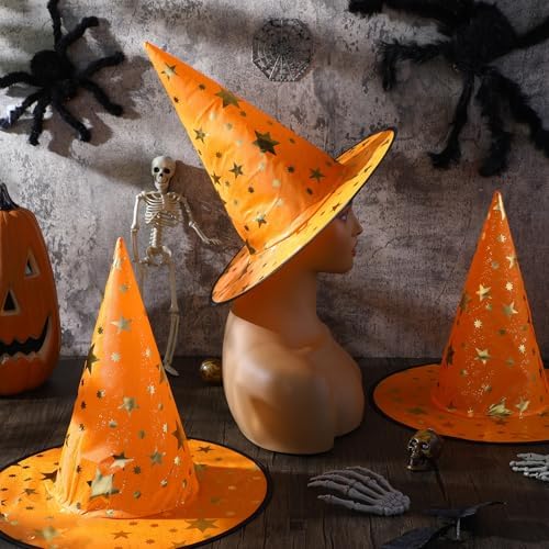 Newcotte 16 Pieces Witch Hats Halloween Costumes for Women Men Modern Witch Hats Fancy Dress Party Decorations