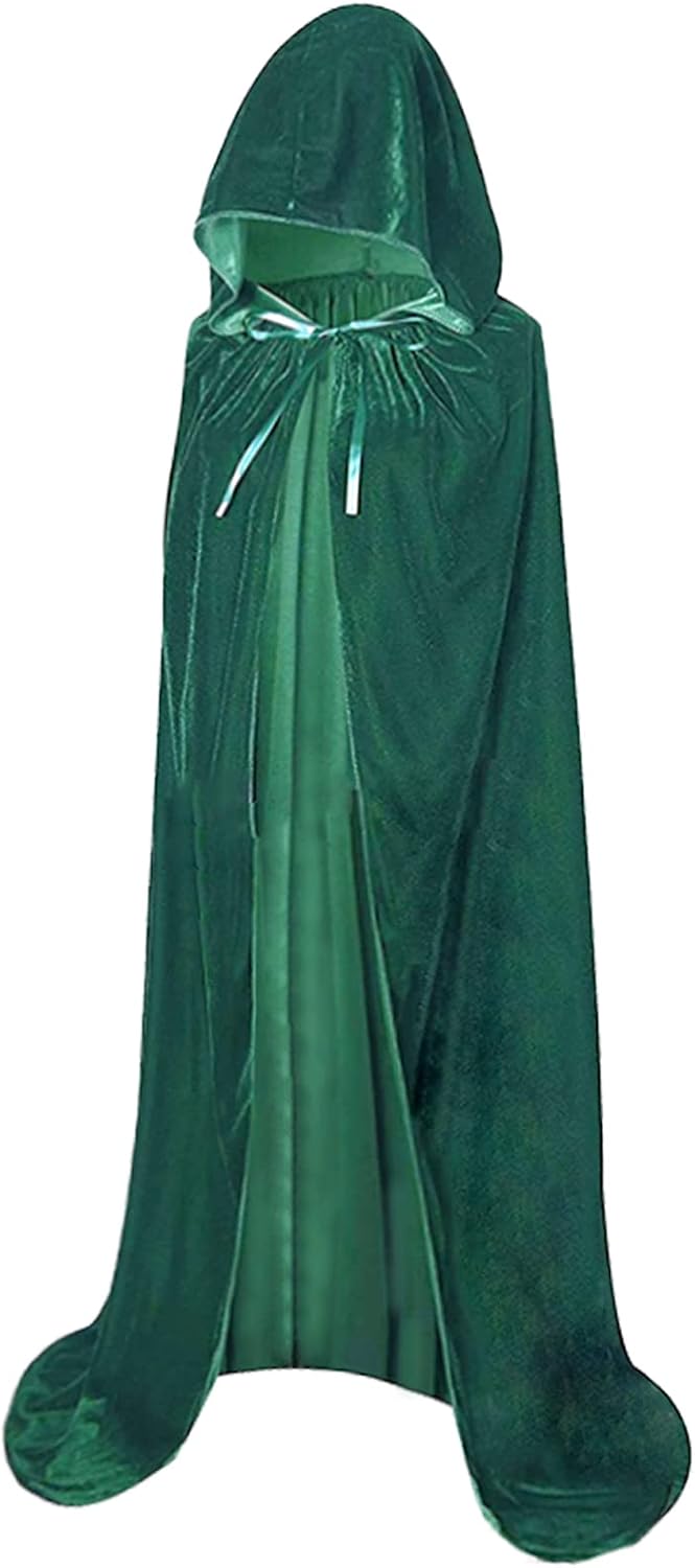 Hooded Cloak Long Velvet Cape for Christmas Halloween Cloak Costumes Hooded Cape Masquerade Dress Up