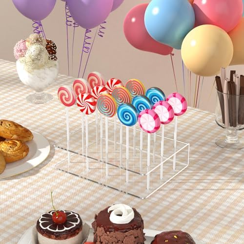2 Pack Cake Pop Stand with Sticks Kit, Acrylic Lollipop Hold Stand