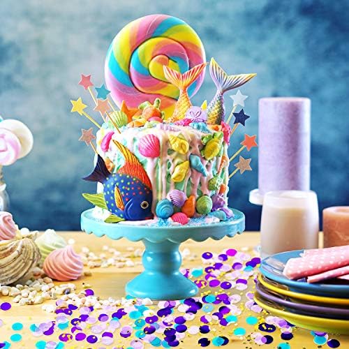 TecUnite Purple Teal Confetti Tissue Table Confetti, 2.5 cm