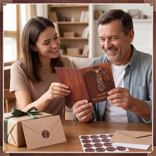 Eaasty 50 Sets Fathers Day Cards with Envelopes Stickers,Happy Father's Day