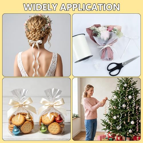 TONIFUL 500 Yards Beige Curling Ribbon Balloon String Gift Wrapping Decor