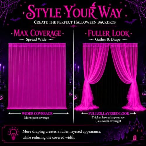 Mega-L Halloween Decorations, 3 Pack Halloween Tulle Backdrop Curtains