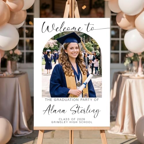 Graduation Party Welcome Sign, Custom Photo Grad Party Sign, Personalized High School & College University Grad Decoration 0